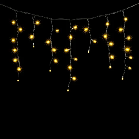 Гирлянда Бахрома 3,1 x 0,5 м Тепло-Белая 220В, 120 LED, Провод Черный Каучук, IP65