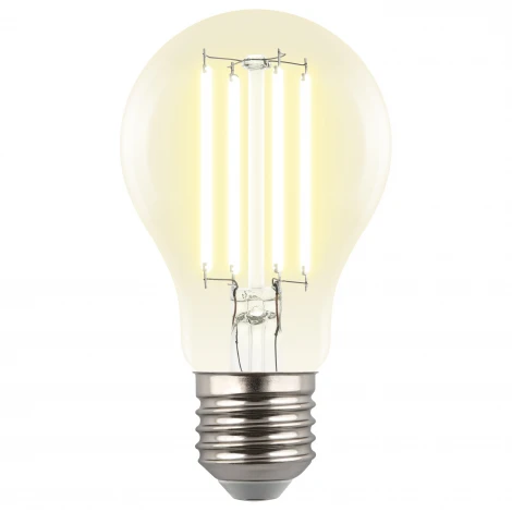 Лампа светодиодная, прозрачная, теплый белый свет 3000K Uniel Яркая A++ LED-A60-7W/3000K/E27/CL GLY01TR