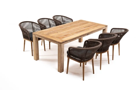 Обеденная группа на 6 персон, стулья Марсель, роуп коричневый 4SIS Мадейра MAD-CM6T1-7-SET brown