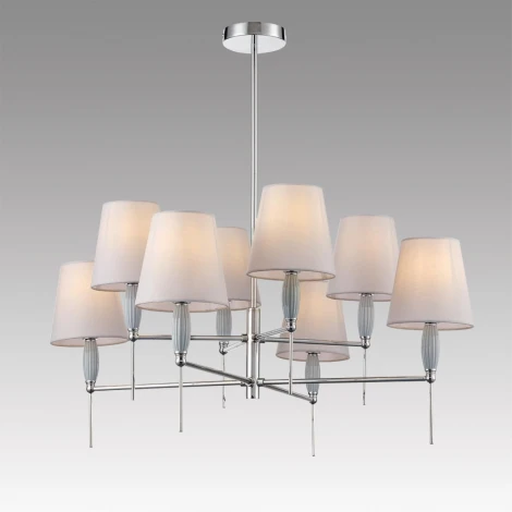Потолочная люстра на штанге Lumion Karmen 8279/8 хром/серый, металл/керамика/текстиль Е14 8*40W 220V
