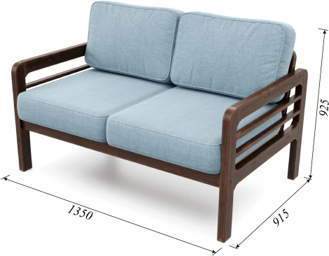 Диван Arsko прямой Бергер М орех рогожка голубая