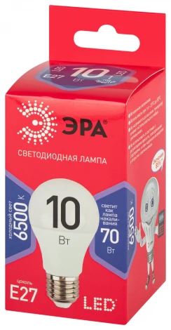 Лампочка светодиодная E27 10W ЭРА LED A60-10W-865-E27 R