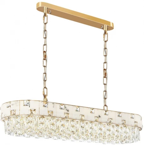 Подвесная люстра Odeon Light Chessi 5076/10 золото/прозрачный/белый/металл/хрусталь/алебастр E14 10*40W (220V, на цепи)