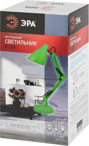 Офисная настольная лампа ЭРА N-123-E27-40W-GR (220V, выключатель)
