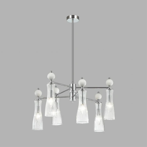 Потолочная люстра на штанге Lumion Emily 8268/6 хром/белый/прозрачный, металл/керамика/стекло Е14 6*40W 220V