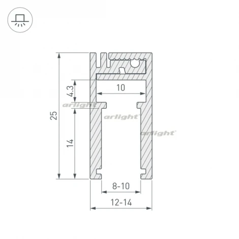 Профиль KLUS-GLASS-810-2000 ANOD (Алюминий) 019191 Arlight