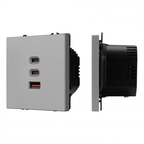 Механизм розетки с быстрой USB зарядкой ARL NOBE SCT-NOBE-MUACC-SFPL-FC-IS (65W, QC3) (Arlight,) 061838