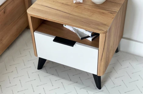 Адам Тумба прикроватная, цвет дуб крафт золотой/белое дерево Mebelson (арт.MSA-01.2563)