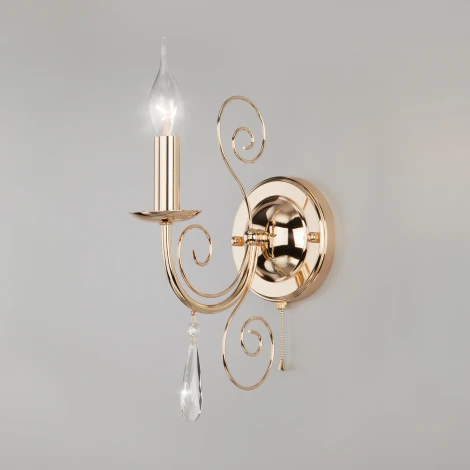 Бра Eurosvet Wispa 10094/1 золото/прозрачный хрусталь Strotskis