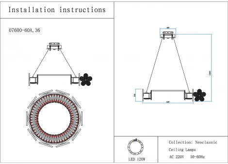 Подвесная люстра светодиодная Kink Light Лиона 07600-60A,36 (220V, на тросе, круглые)