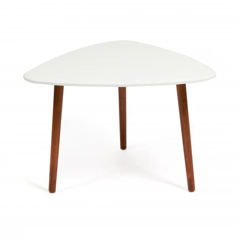 Стол журнальный TROYA Белый (ножки орех) (МДФ/дерево)