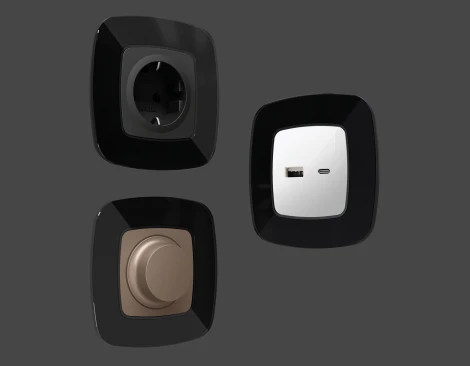 Рамка Ambrella Volt OMEGA Radian (Черный Стекло закаленное натуральное) 4-ая OF350804