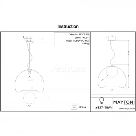 Подвесной светильник Maytoni Polly MOD541PL-01G