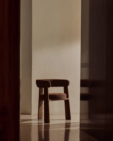 Granite Стул на 3 ножках из коричневого шенилла и массива ясеня в отделке орех арт.207767