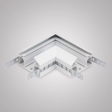 Угловой соединитель горизонтальный для шинопровода с закладным профилем белый для натяжного потолка ПВХ AM Group AM540 WH SMART