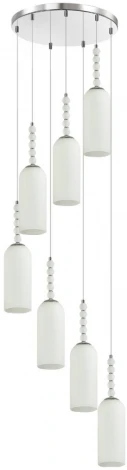 Потолочная люстра каскадная Lumion Emily 8270/7A хром/белый, металл/стекло Е14 7*40W 220V (на проводе)
