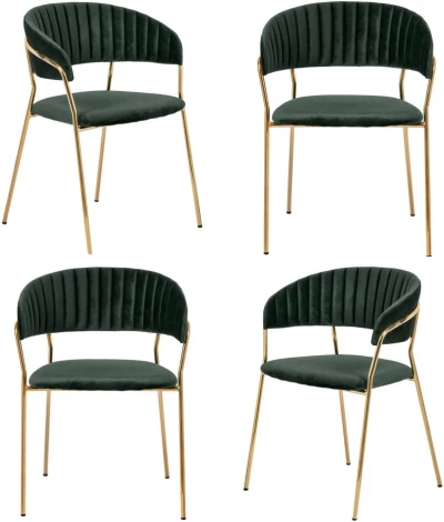 Комплект из 4-х стульев Turin зеленый с золотыми ножками Bradexhome арт.FR 0558K