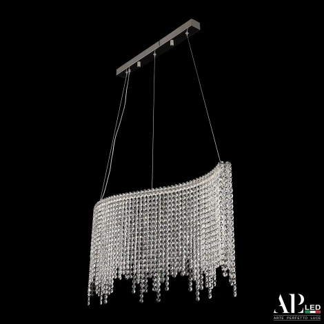 Подвесная люстра светодиодная APL LED Sicilia SH07.80.B.Ni.4000 (220V, хрусталь, на тросе)
