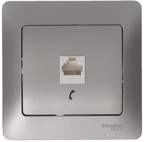 Телефонная розетка встраиваемая RJ-11 (платина) Systeme Electric Glossa GSL001281T