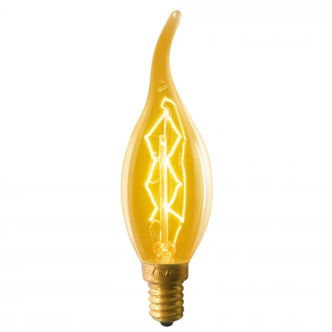 Лампочка накаливания свеча на ветру желтая E27 60W Uniel IL-V-CW35-60/GOLDEN/E14 ZW01