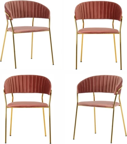 Комплект из 4-х стульев Turin пудровый с золотыми ножками Bradexhome арт.FR 0161K