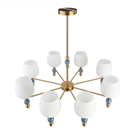 Потолочная люстра на штанге Lumion Lolita 8426/8C бронза/белый/синий, металл/керамика/стекло E27 8*60W 220V