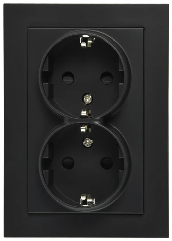 Розетка двойная со шторками (черный матовый) Jasmart G-Classic G5504PB