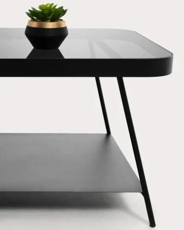 Журнальный стол La Forma (ex Julia Grup) Duilia (Черный,Прозрачный/ Металл,Сталь,Стекло)