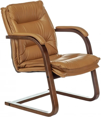Кресло Бюрократ T-9927WALNUT-AV горчичный кожа полозья дерево