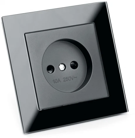 Розетка встраиваемая без заземления со шторками (черный) Stekker Катрин 39512