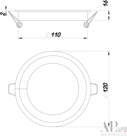 Точечный светильник встраиваемый APL LED Ingrid 3322.LDY9016/9W/6K (220V, круглые, IP40)