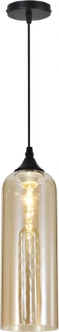 Подвесной светильник Escada Yumbilla 2110/1S Amber 1х40Вт Е27, металл/стекло, черный, янтарный плафон (220V, на проводе, круглые)