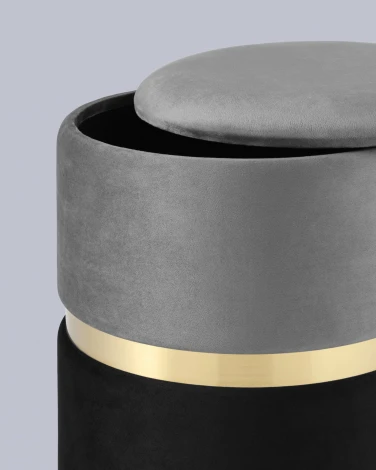 Пуф Кэрри с ящиком велюр серо-черный УТ000025555