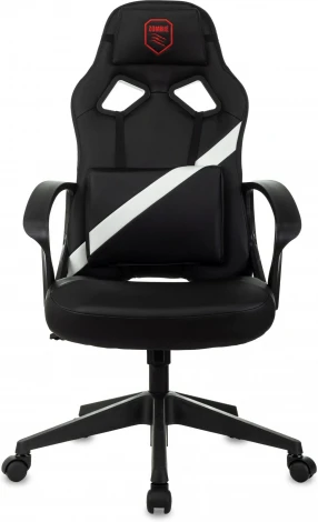 Кресло игровое Zombie 300 черный/белый эко.кожа с подголов. крестов. пластик пластик черный