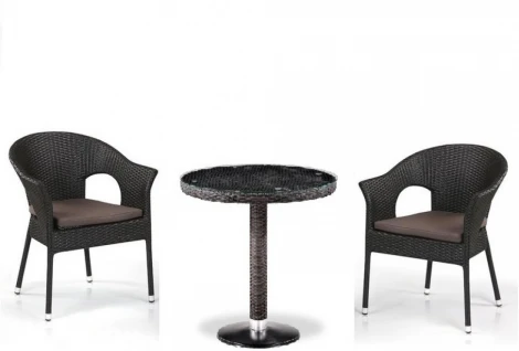 Кофейны комплект плетеной мебели T601/Y79A-W53 Brown (2+1) (Искусственный ротанг) Afina