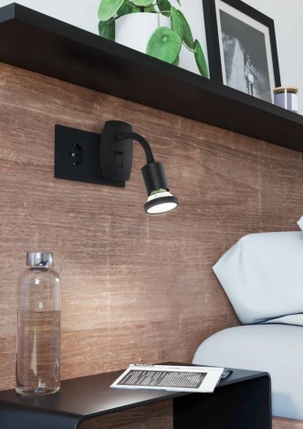 Спот в розетку Eglo Parrini 300913 1X4,5W(GU10), сталь, пластик, черный