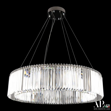 Подвесная люстра светодиодная APL LED Sicilia SH09.93.A.Ni.4000 (220V, хрусталь, на тросе, круглые)
