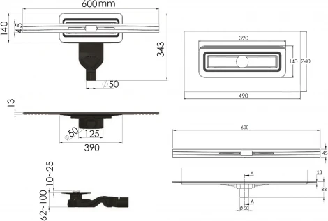 Душевой лоток Berges Wasserhaus Simpel 091111 60 см
