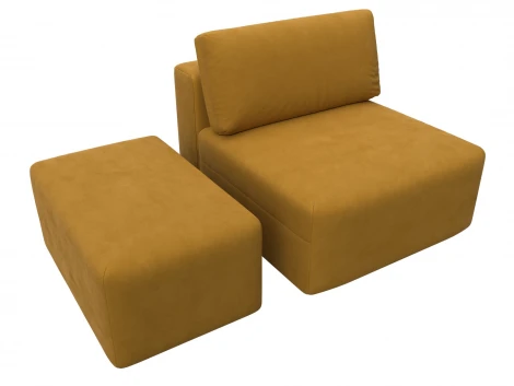 Модули диван и пуф Лига-060 НПБ (ЛДСП,Брус,Фанера,Велюр/Желтый) Лига Диванов 129602