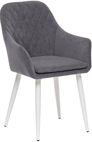 Стул с подлокотниками Leset Слим, каркас Белый, велюр Графит (Фанера/Велюр) Leset арт.2500000185892