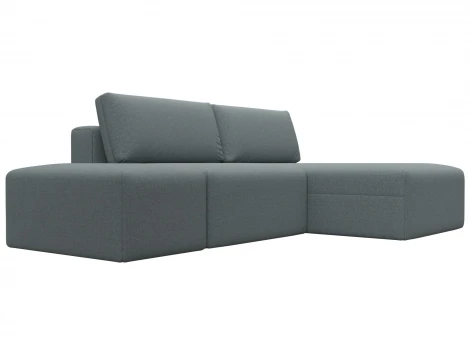 Диван угловой модульный с пуфом Лига-060 НПБ угол универсальный (ЛДСП,Брус,Фанера/Пластик/Экокожа/Серый) Лига Диванов 130067