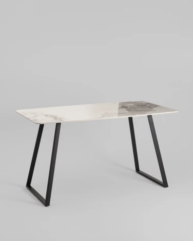 Стол обеденный Stool Group Vermont 140*80 см керамика светлая ножки черные арт.УТ000040513