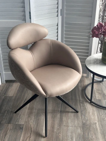 Стул ГУННАР (GUNNAR) 360 град, цвет БЕЖЕВЫЙ VEGA-11 / MIAMI-160, ткань / ЧЕРНЫЙ каркас, ®DISAUR M-City 64847