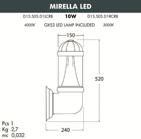 Настенный фонарь уличный Fumagalli Sauro D15.505.000.AXD1L.CRB (220V, круглые, IP55)