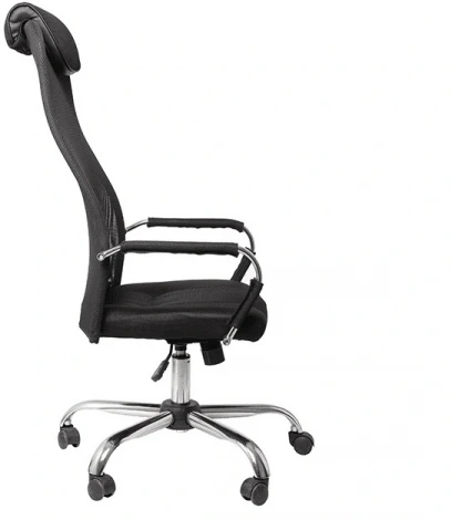 Кресло King Style Мастер (Master) Высокий GTPNrCh1 (RZ NX) (хромированный металл) (без pu-вст., с резинк.) W01/T01 (ткань-сетка / ткань TW черный)