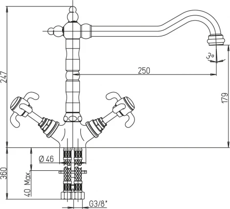 Смеситель Paini Ornellaia 87CR570BKM для кухонной мойки