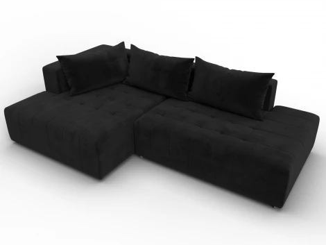 Диван угловой Лига-103 НПБ угол левый (ДСП,Брус,Фанера,Велюр/Черный) Лига Диванов 134819L