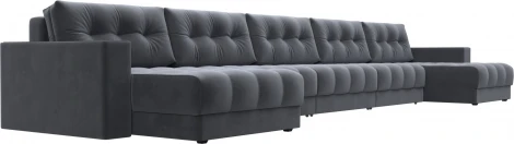 Диван П-образный с декором Лига-049 НПБ Мегалонг Лига Диванов (Велюр) арт.128526