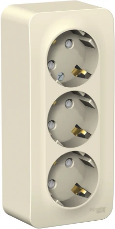 Розетка накладная тройная с заземлением и шторками (молочный) Systeme Electric Blanca BLNRA011312
