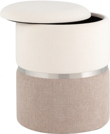 Пуф Кэрри с ящиком серебро шенилл серо-бежевый УТ000036808